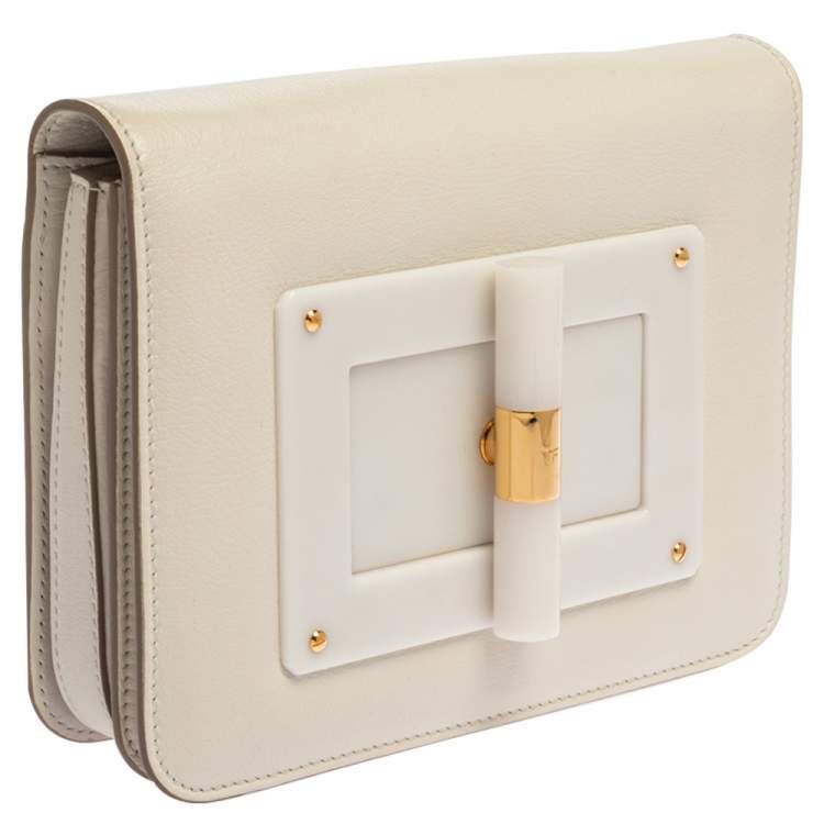 Pre Owned Tom Ford White Leather Small Natalia Crossbody Bag