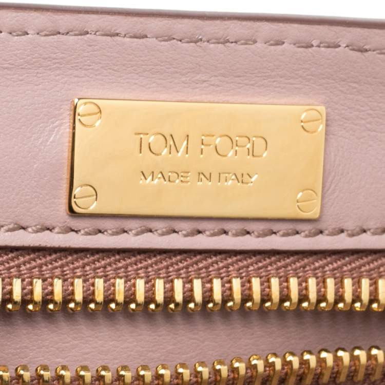 Pre Owned Tom Ford Blush Nude Beige Python Padlock Flap Chain Crossbody Bag