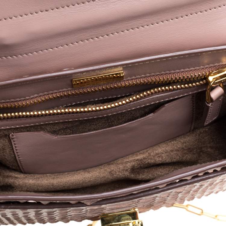 Pre Owned Tom Ford Blush Nude Beige Python Padlock Flap Chain Crossbody Bag