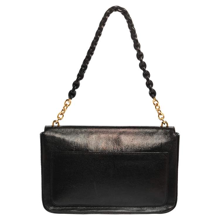 Pre Owned Tom Ford Black Leather Carine Flap Bag