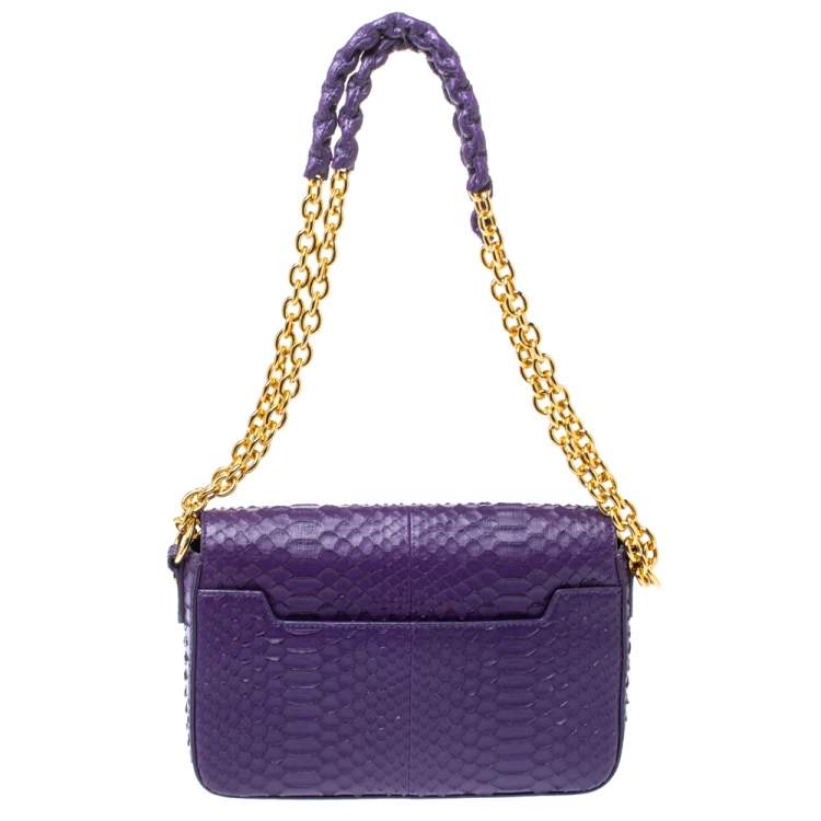 Pre Owned Tom Ford Purple Python Natalia Shoulder Bag
