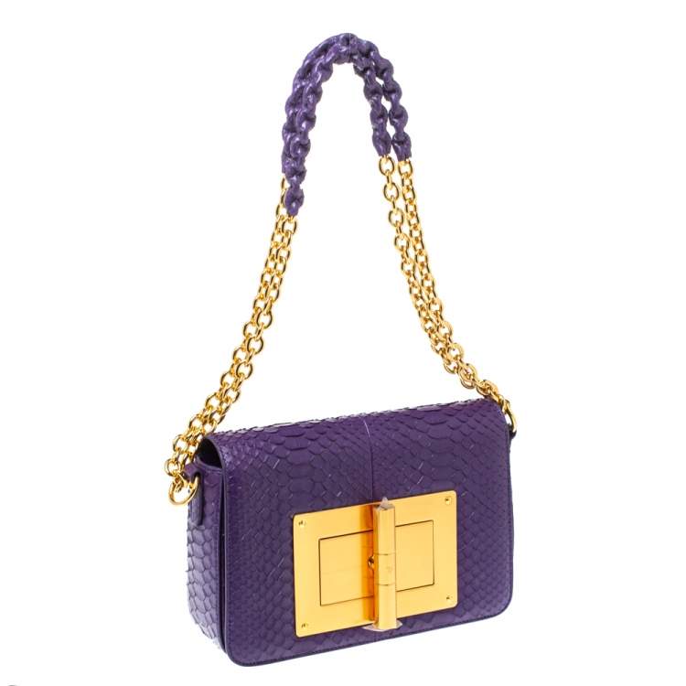 Pre Owned Tom Ford Purple Python Natalia Shoulder Bag