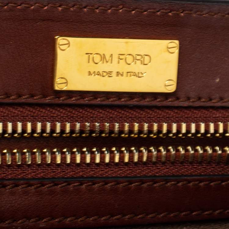 Pre Owned Tom Ford Brown Python Small Leonica Padlock Shoulder Bag