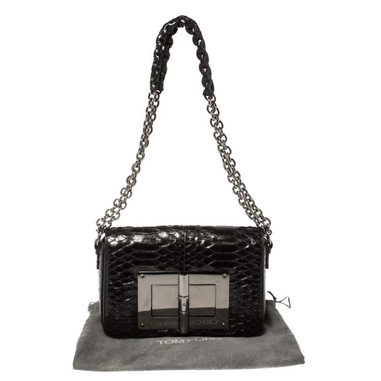 Pre Owned Tom Ford Dark Brown Python Natalia Shoulder Bag