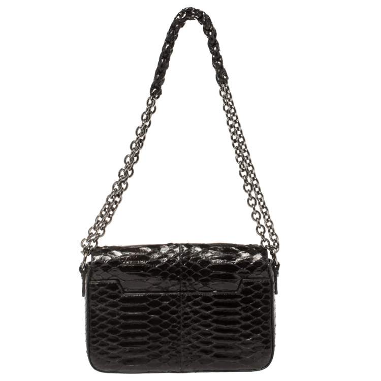 Pre Owned Tom Ford Dark Brown Python Natalia Shoulder Bag