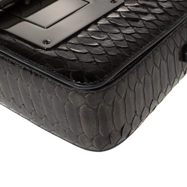 Pre Owned Tom Ford Dark Brown Python Natalia Shoulder Bag
