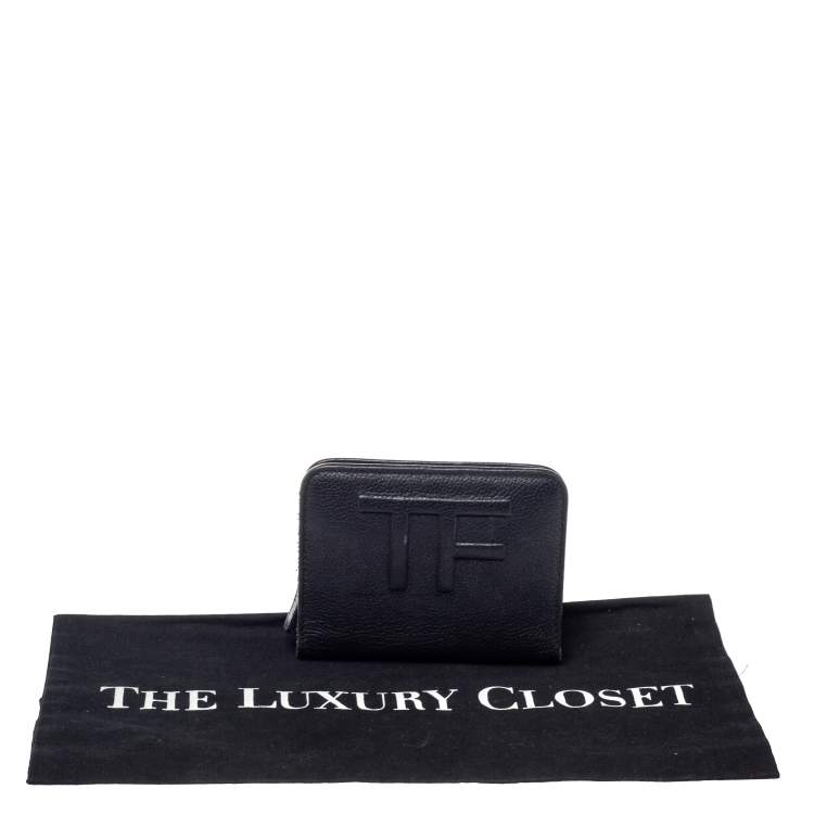 Pre Owned Tom Ford Black Leather Compact Wallet