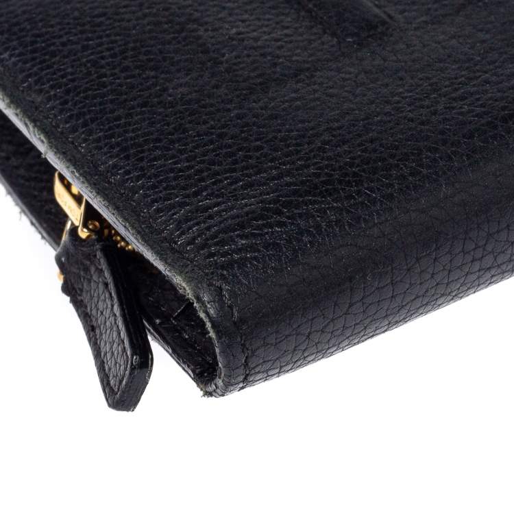Pre Owned Tom Ford Black Leather Compact Wallet