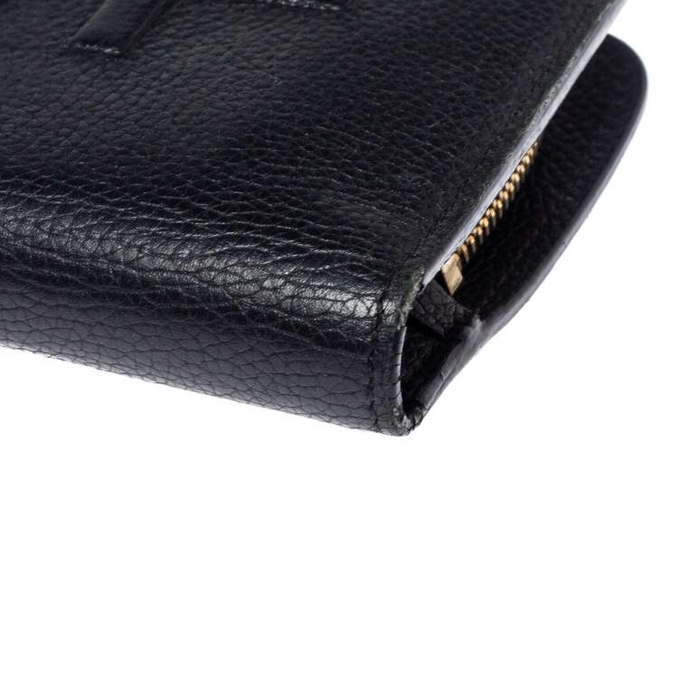 Pre Owned Tom Ford Black Leather Compact Wallet