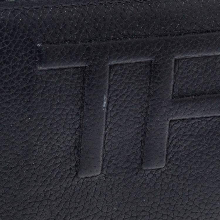 Pre Owned Tom Ford Black Leather Compact Wallet
