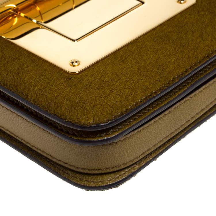 Pre Owned Tom Ford Avocado Green Calfhair and Leather Small Natalia Crossbody Bag