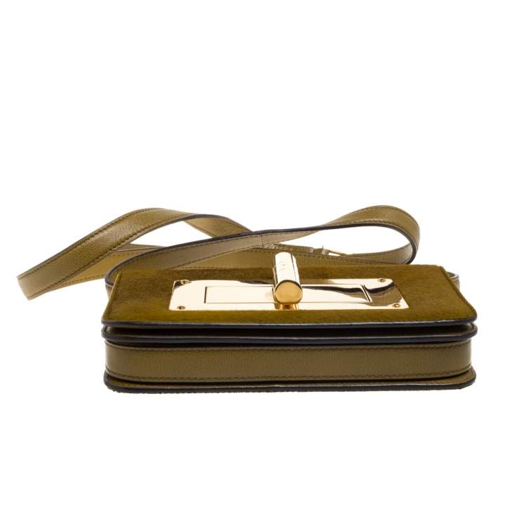 Pre Owned Tom Ford Avocado Green Calfhair and Leather Small Natalia Crossbody Bag