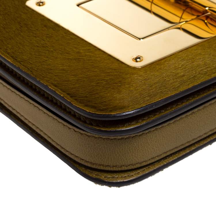 Pre Owned Tom Ford Avocado Green Calfhair and Leather Small Natalia Crossbody Bag