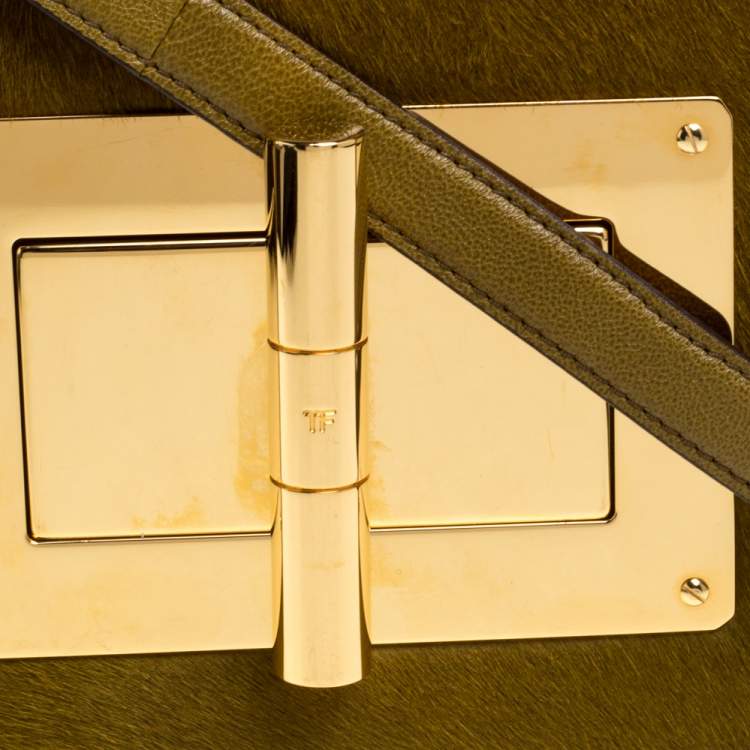 Pre Owned Tom Ford Avocado Green Calfhair and Leather Small Natalia Crossbody Bag