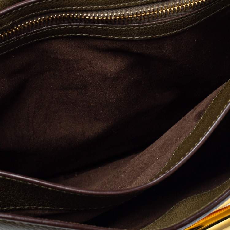Pre Owned Tom Ford Olive Green Leather Large Natalia Shoulder Bag