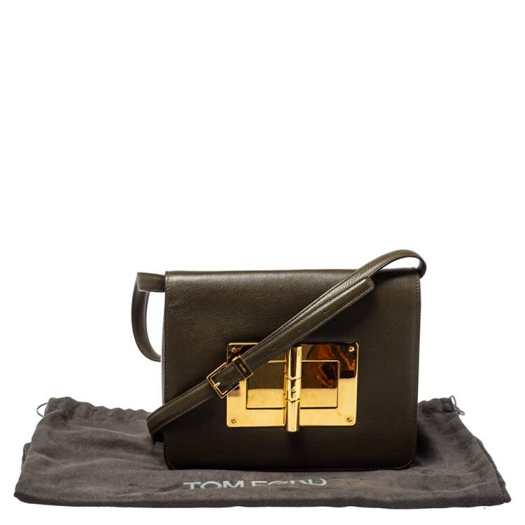 Pre Owned Tom Ford Olive Green Leather Large Natalia Shoulder Bag