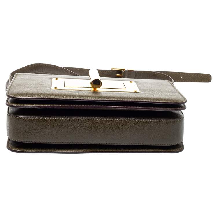 Pre Owned Tom Ford Olive Green Leather Large Natalia Shoulder Bag