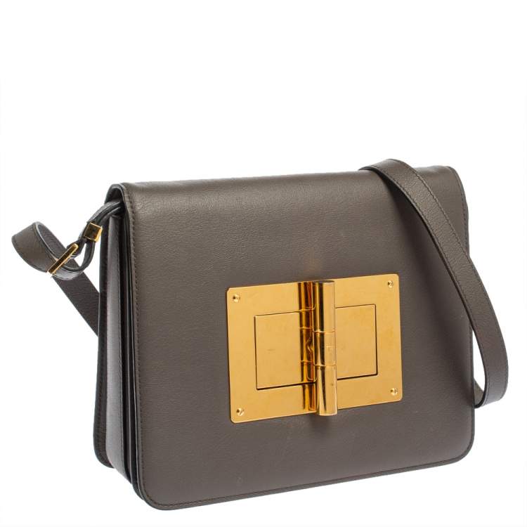 Pre Owned Tom Ford Grey Leather Medium Natalia Shoulder Bag