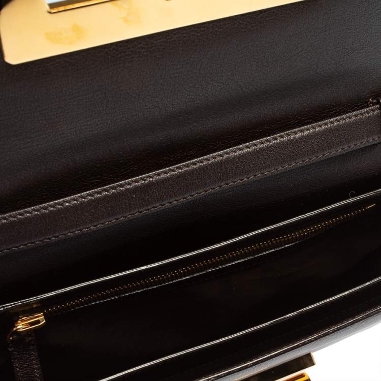 Pre Owned Tom Ford Chocolate Brown Leather Large Natalia Shoulder Bag