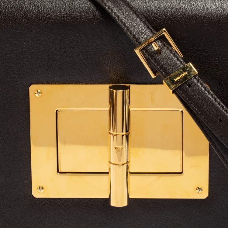 Pre Owned Tom Ford Chocolate Brown Leather Large Natalia Shoulder Bag