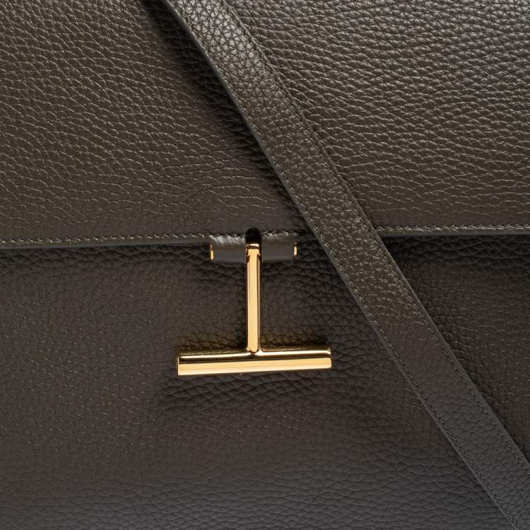 Pre Owned Tom Ford Dark Olive Green Leather Tara Crossbody Bag