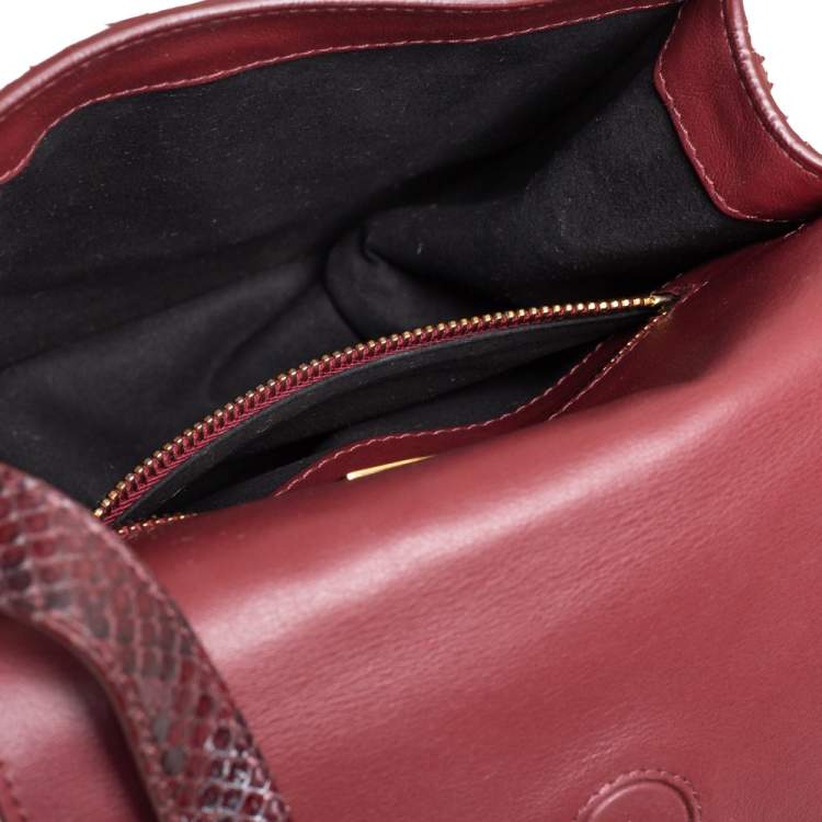 Pre Owned Tom Ford Burgundy Python Mini Tara Crossbody Bag
