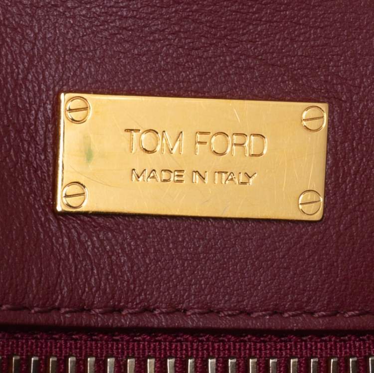 Pre Owned Tom Ford Burgundy Python Mini Tara Crossbody Bag