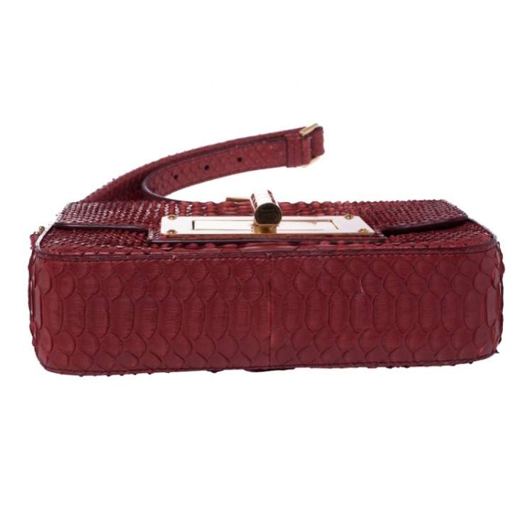 Pre Owned Tom Ford Burgundy Python Small Natalia Crossbody Bag