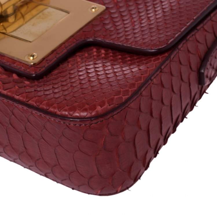 Pre Owned Tom Ford Burgundy Python Small Natalia Crossbody Bag