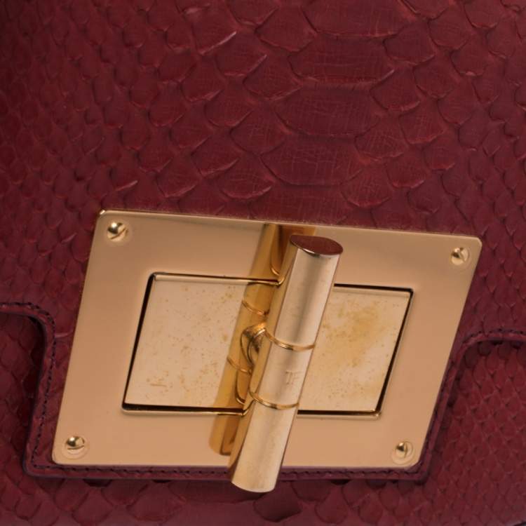 Pre Owned Tom Ford Burgundy Python Small Natalia Crossbody Bag