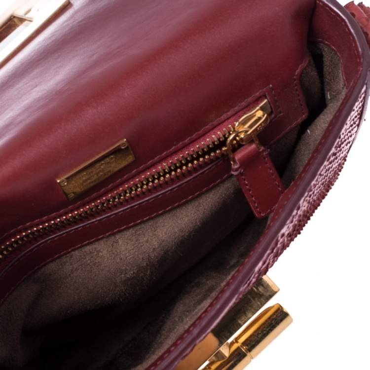 Pre Owned Tom Ford Burgundy Python Small Natalia Crossbody Bag