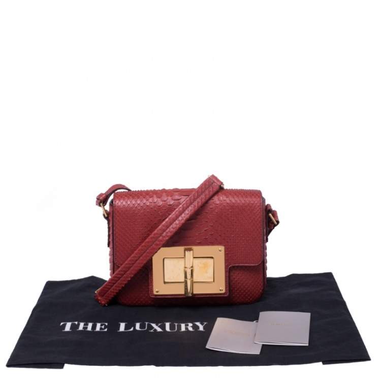 Pre Owned Tom Ford Burgundy Python Small Natalia Crossbody Bag