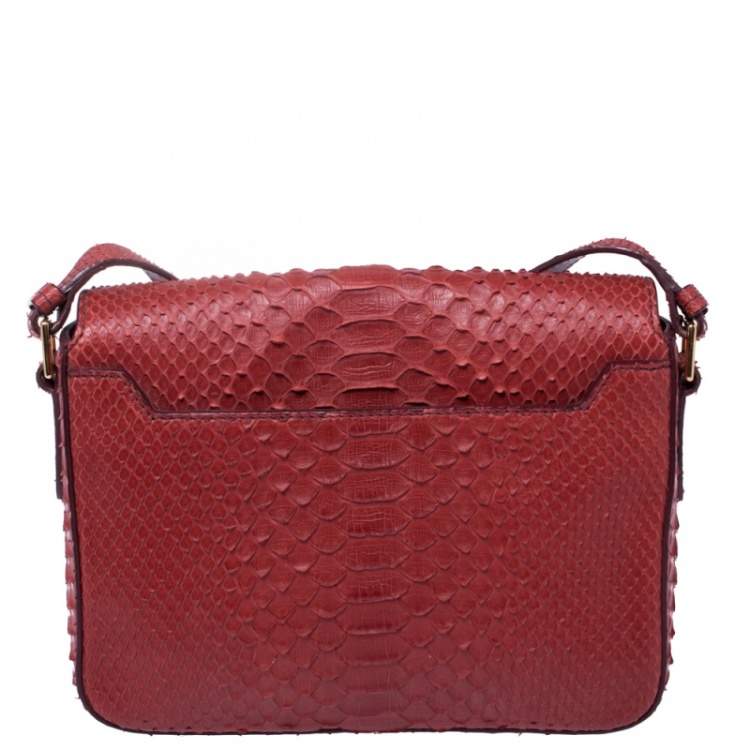Pre Owned Tom Ford Burgundy Python Small Natalia Crossbody Bag