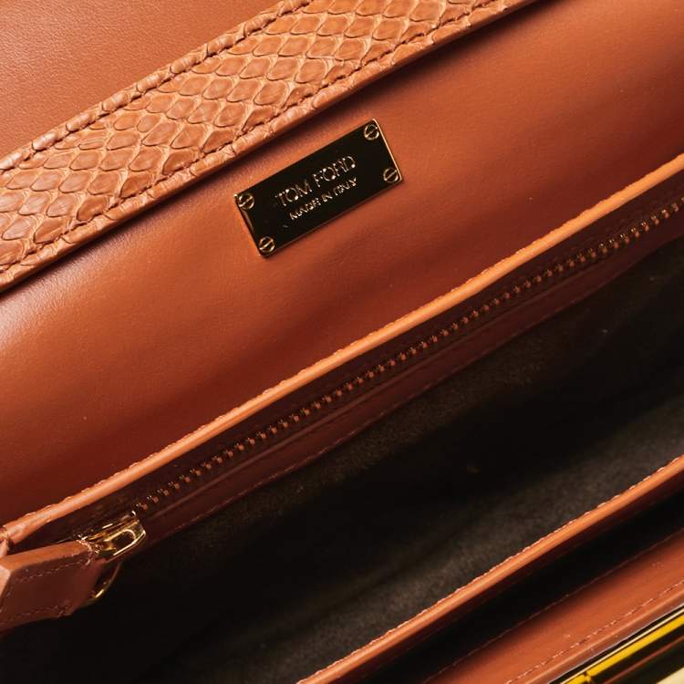 Pre Owned Tom Ford Orange Python Small Natalia Crossbody Bag