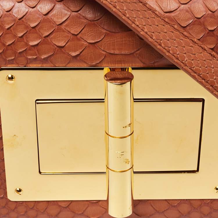Pre Owned Tom Ford Orange Python Small Natalia Crossbody Bag