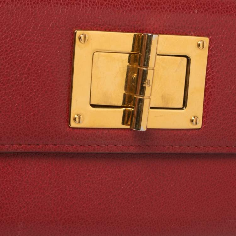 مملوكة مسبقًا Tom Ford Red Leather Turnlock Natalia Continental Wallet