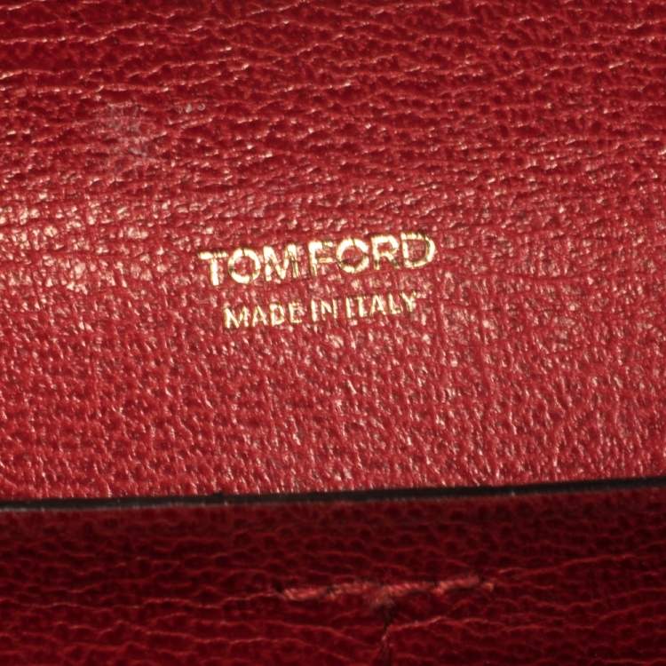 مملوكة مسبقًا Tom Ford Red Leather Turnlock Natalia Continental Wallet