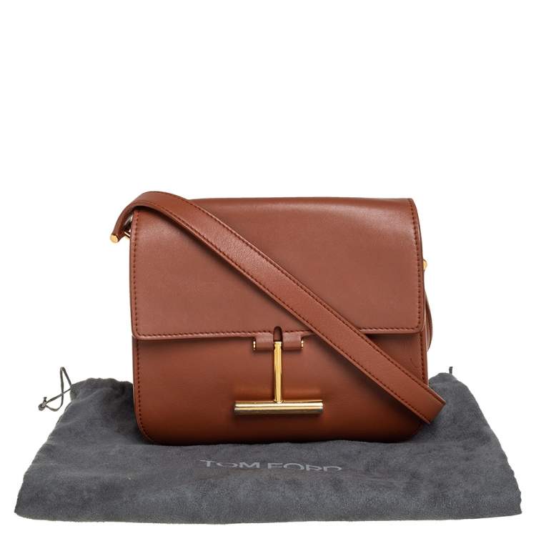 Pre Owned Tom Ford Tan Leather Mini Tara Crossbody Bag