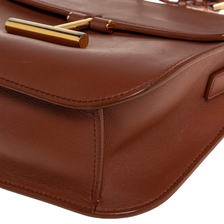 Pre Owned Tom Ford Tan Leather Mini Tara Crossbody Bag