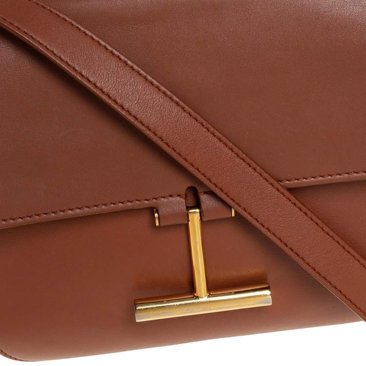 Pre Owned Tom Ford Tan Leather Mini Tara Crossbody Bag
