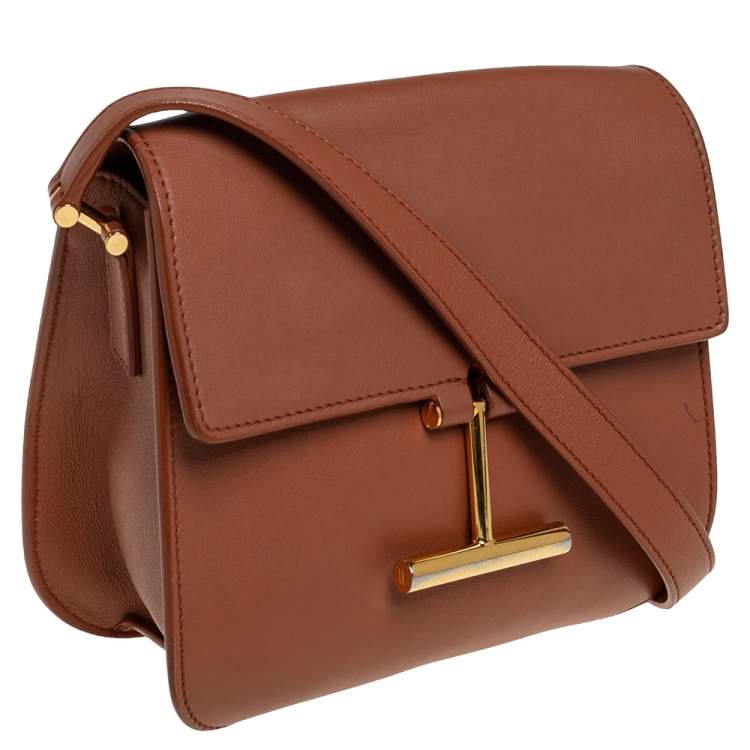 Pre Owned Tom Ford Tan Leather Mini Tara Crossbody Bag