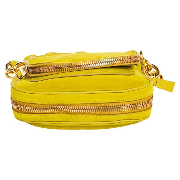 Pre Owned Tom Ford Yellow Suede Jennifer Shoulder Bag
