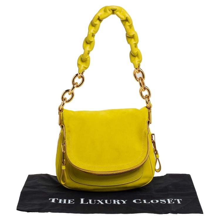 Pre Owned Tom Ford Yellow Suede Jennifer Shoulder Bag