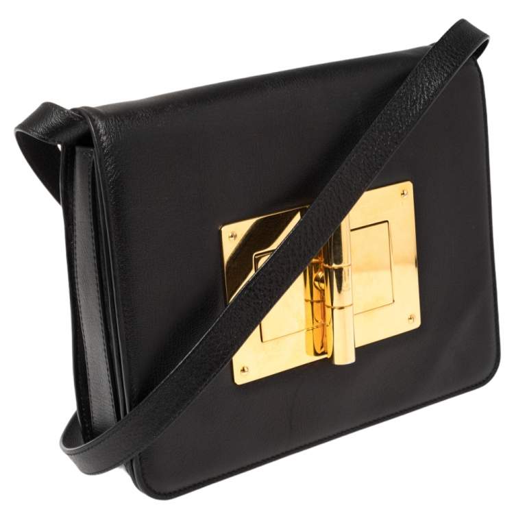 Pre Owned Tom Ford Black Leather Medium Natalia Shoulder Bag