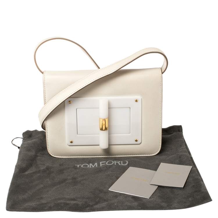 Pre Owned Tom Ford White Leather Small Natalia Crossbody Bag