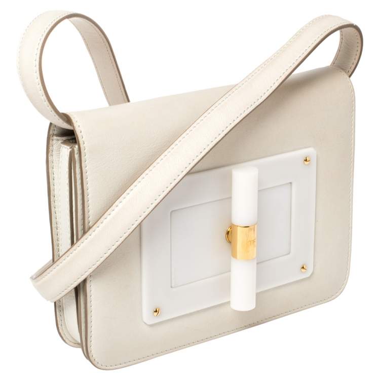 Pre Owned Tom Ford White Leather Small Natalia Crossbody Bag
