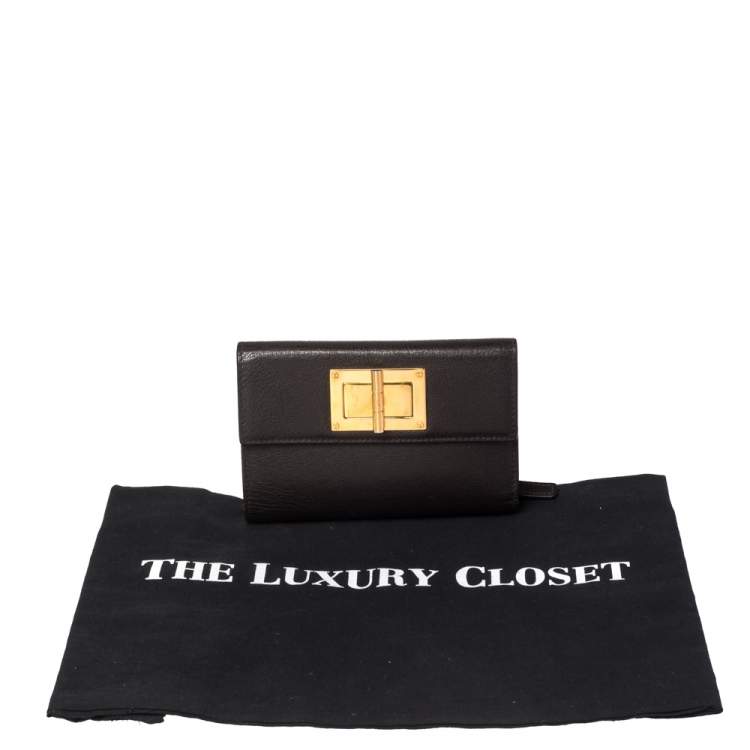 Pre Owned Tom Ford Dark Brown Leather Natalia French Wallet