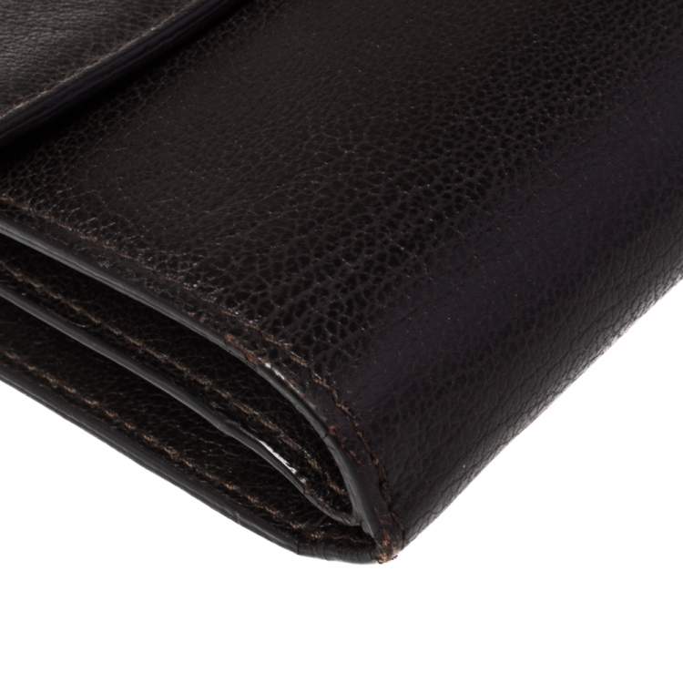 Pre Owned Tom Ford Dark Brown Leather Natalia French Wallet