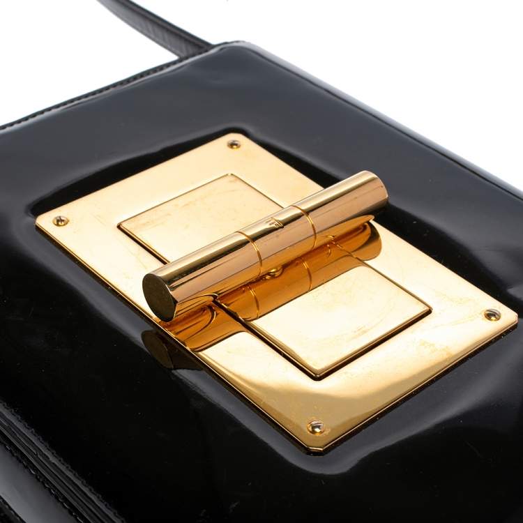 Pre Owned Tom Ford Black Patent Leather Large Natalia Shoulder Bag