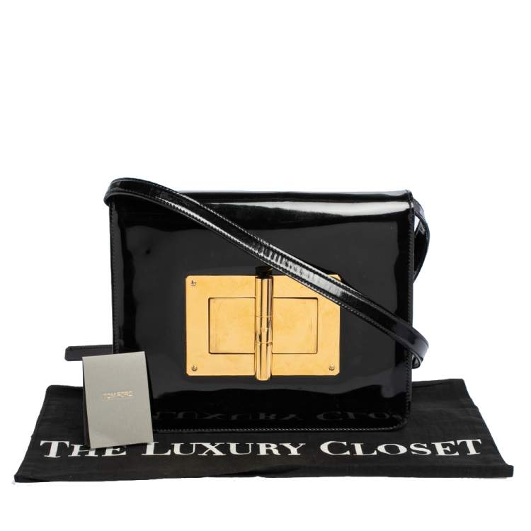 Pre Owned Tom Ford Black Patent Leather Large Natalia Shoulder Bag